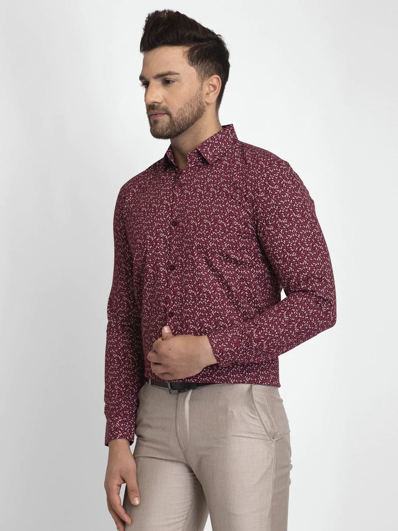 Jainish Maroon Printed Formal Shirt ( JSF 426Maroon )