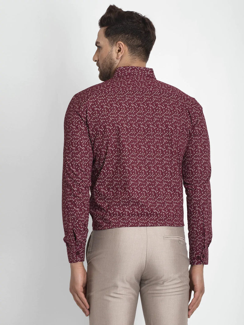 Jainish Maroon Printed Formal Shirt ( JSF 426Maroon )