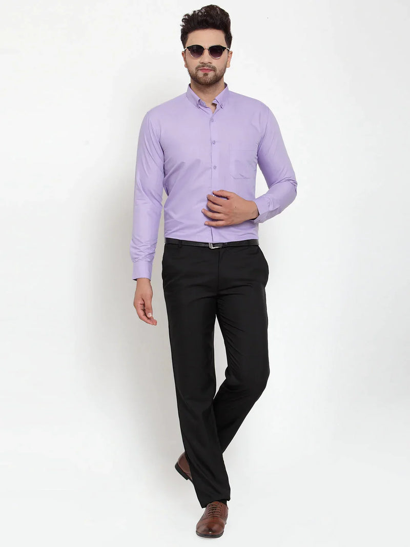 Jainish Purple Men's Cotton Solid Button Down Formal Shirts ( SF 713Light-Purple )