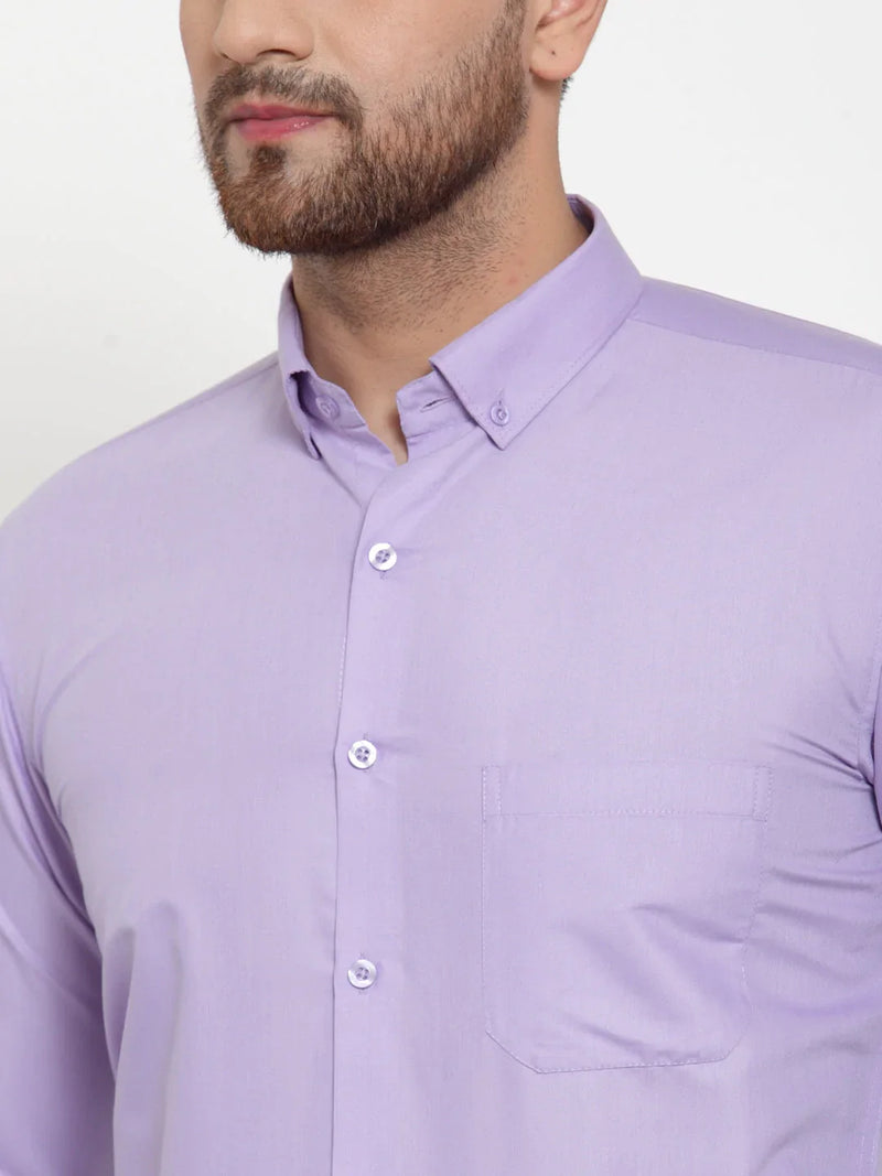 Jainish Purple Men's Cotton Solid Button Down Formal Shirts ( SF 713Light-Purple )