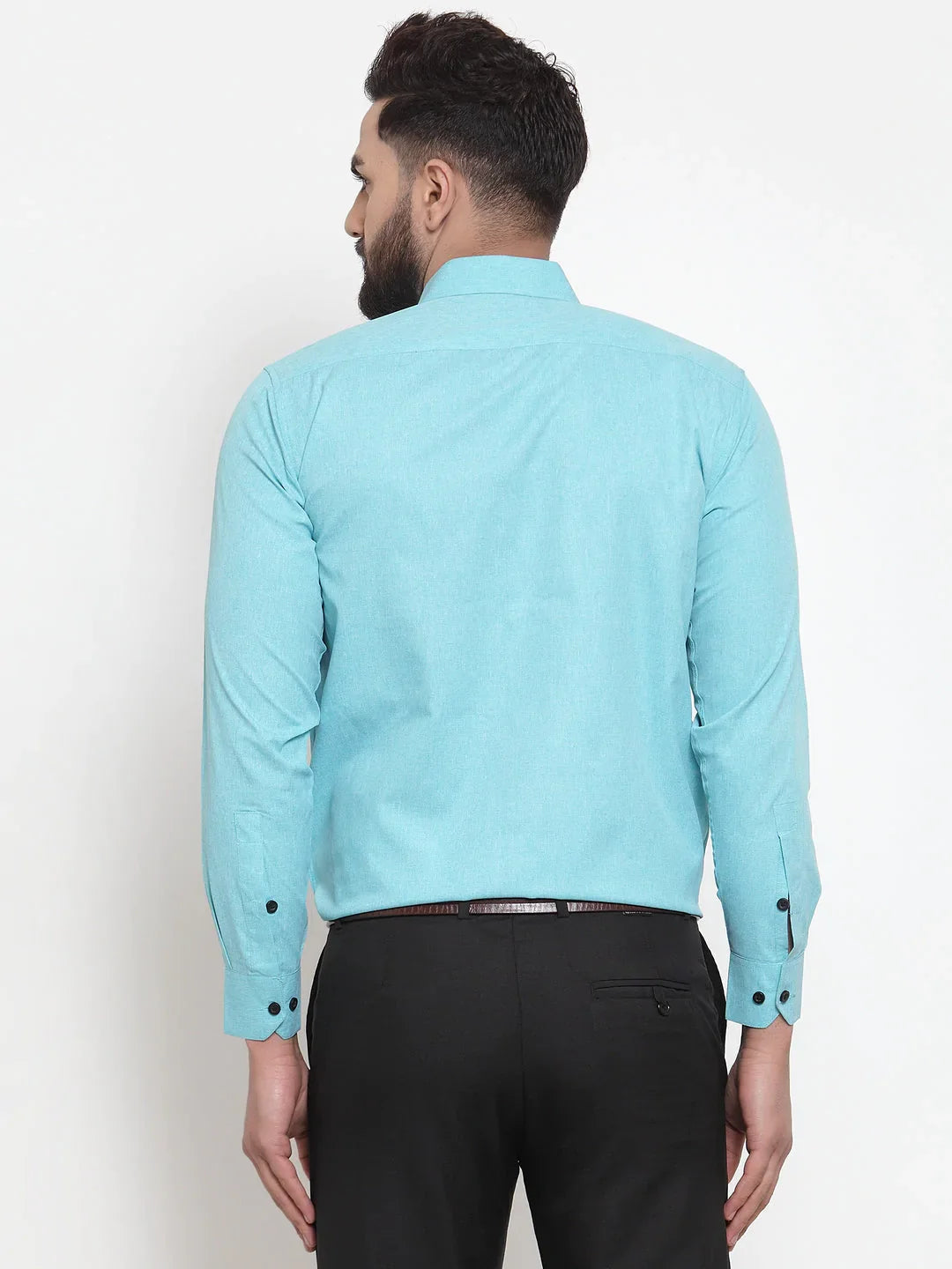 Jainish Green Men's Cotton Solid Button Down Formal Shirts ( SF 734Aqua )