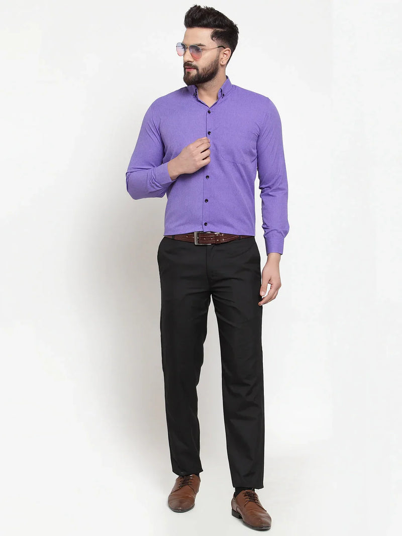 Jainish Purple Men's Cotton Solid Button Down Formal Shirts ( SF 734Voilet )