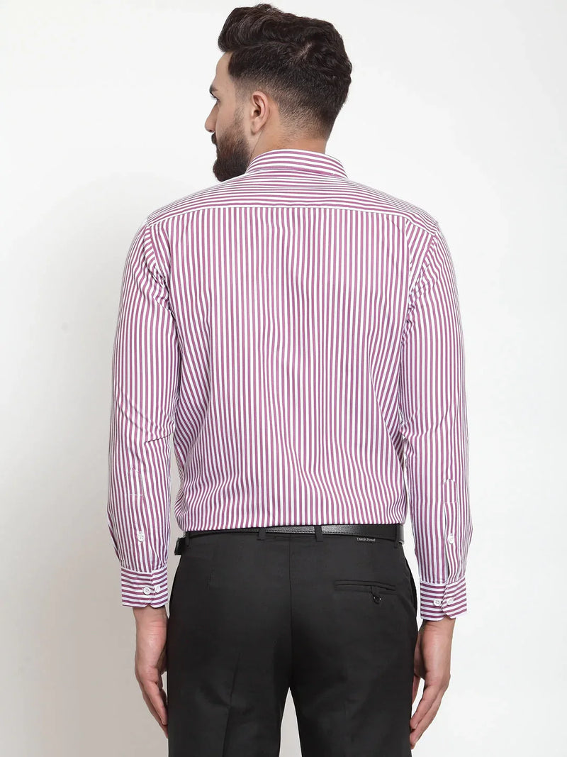 Jainish Purple Men's Cotton Striped Formal Shirts ( SF 735Purple )