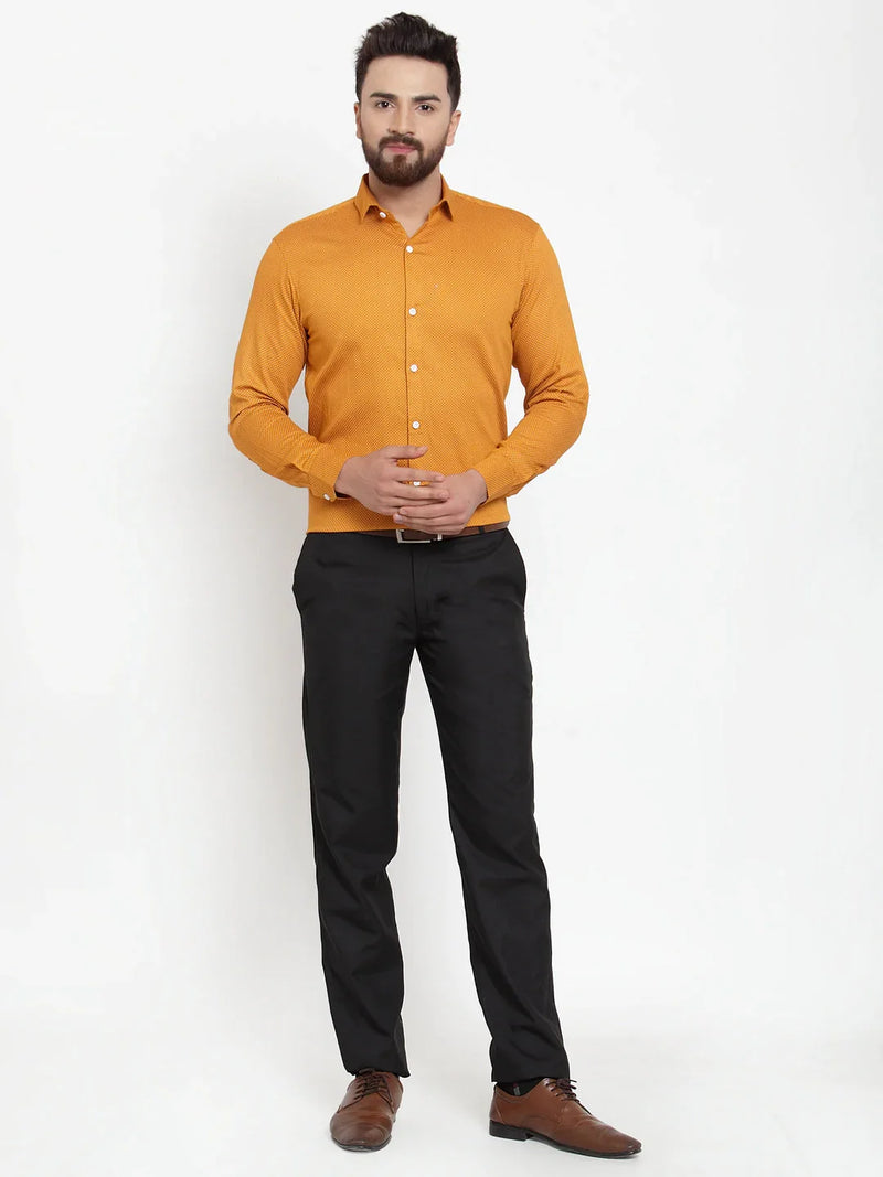 Jainish Yellow Men's Cotton Polka Dots Formal Shirts ( SF 736Mustard )