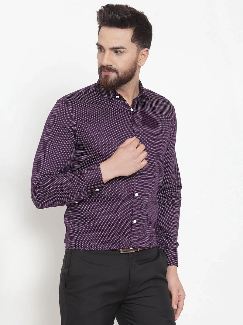 Jainish Purple Men's Cotton Polka Dots Formal Shirts ( SF 736Purple )