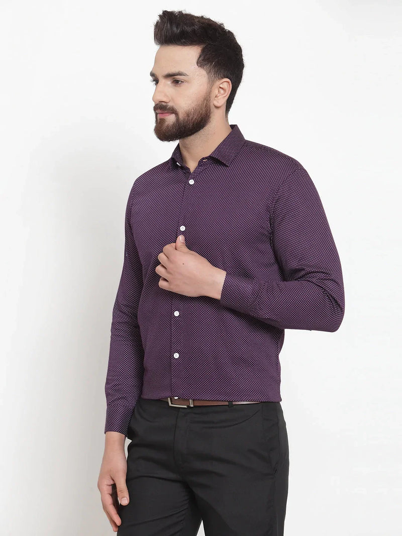 Jainish Purple Men's Cotton Polka Dots Formal Shirts ( SF 736Purple )