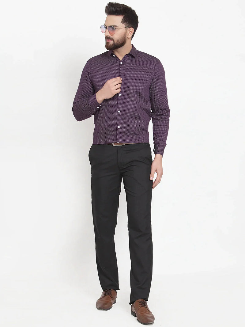 Jainish Purple Men's Cotton Polka Dots Formal Shirts ( SF 736Purple )