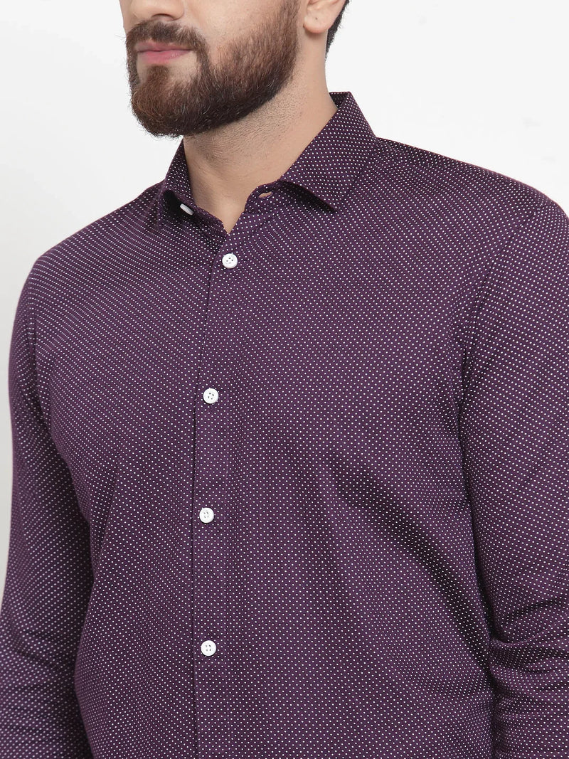 Jainish Purple Men's Cotton Polka Dots Formal Shirts ( SF 736Purple )