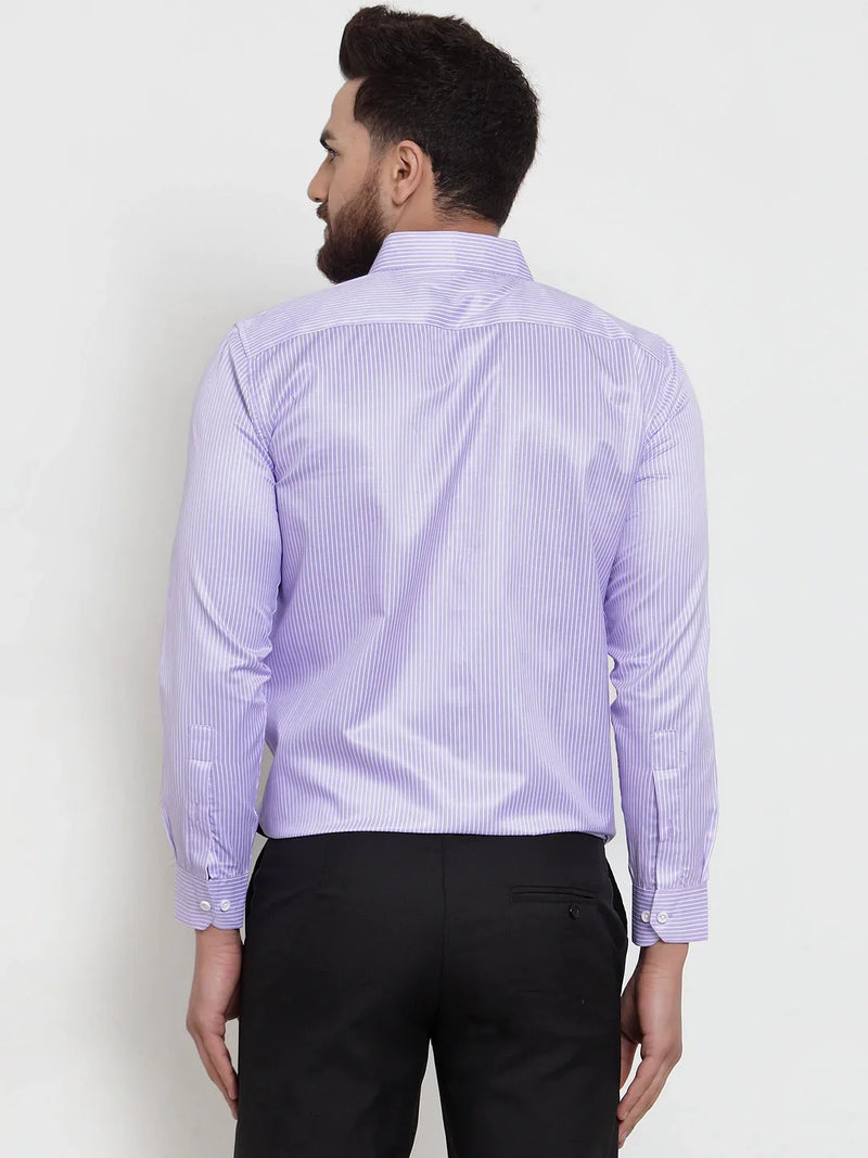 Jainish Purple Men's Cotton Stiped Formal Shirts ( SF 737Light-Purple )