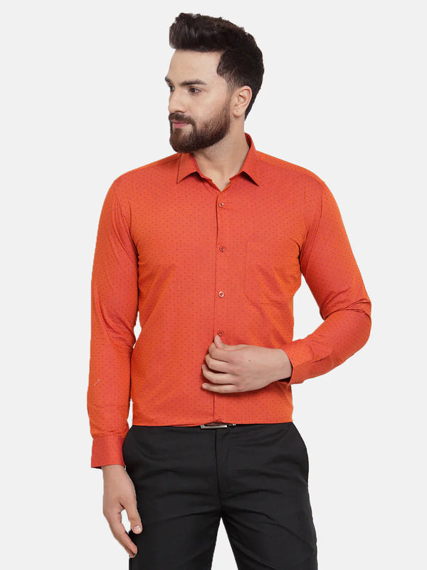 Jainish Orange Men's Cotton Polka Dots Formal Shirts ( SF 739Orange )