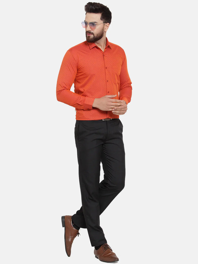 Jainish Orange Men's Cotton Polka Dots Formal Shirts ( SF 739Orange )