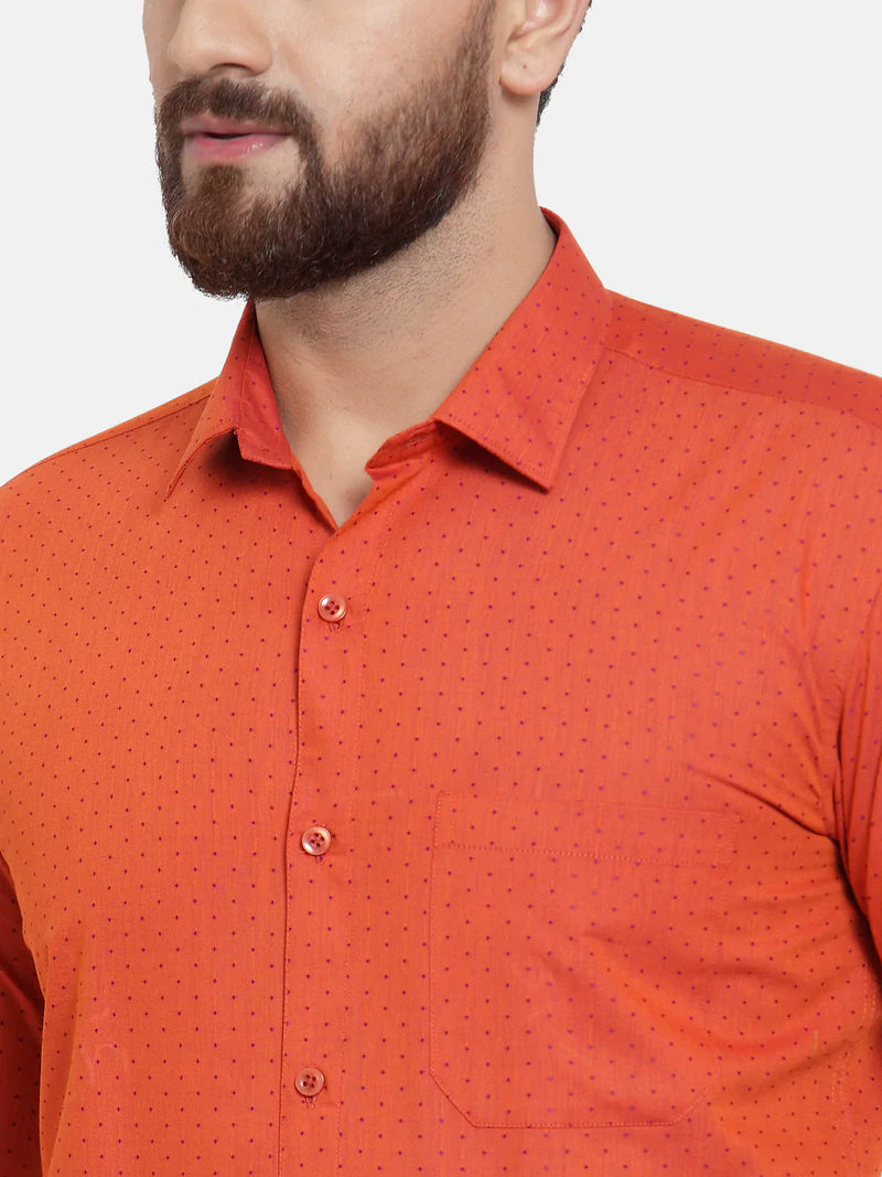 Jainish Orange Men's Cotton Polka Dots Formal Shirts ( SF 739Orange )