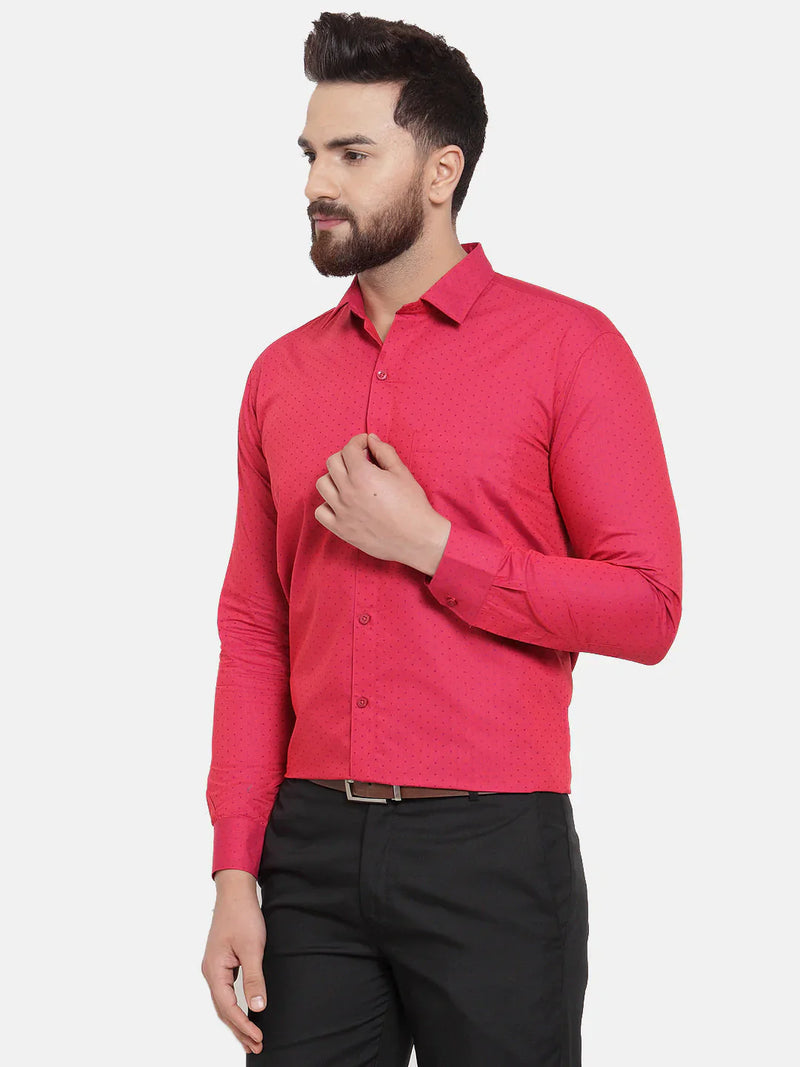 Jainish Red Men's Cotton Polka Dots Formal Shirts ( SF 739Red )