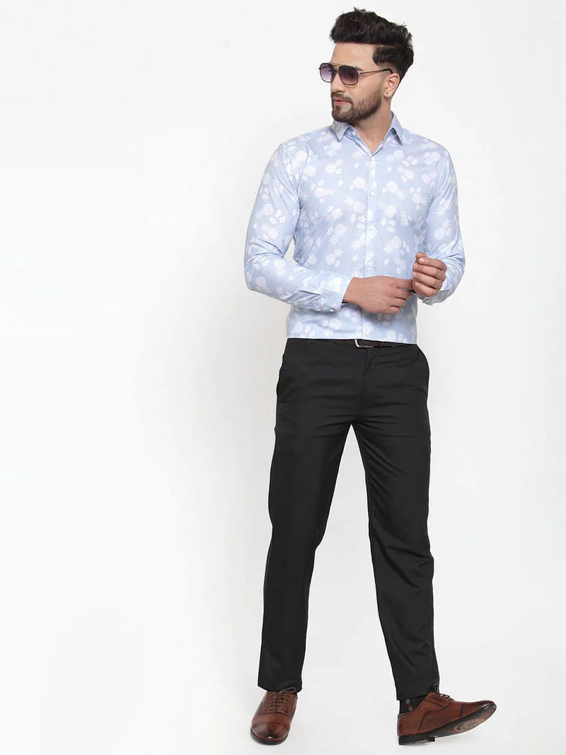 Jainish Blue Men's Cotton Printed Formal Shirt's ( SF 751Sky )