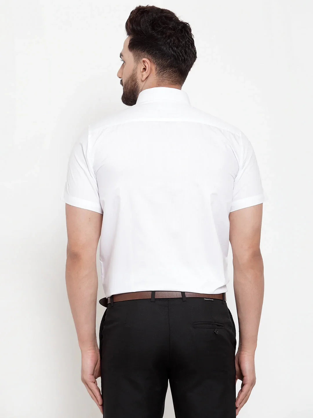 Jainish White Men's Cotton Half Sleeves Solid Formal Shirts ( SF 754White )