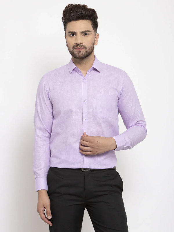 Jainish Purple Men's Dobby Solid Formal Shirts ( SF 762Light-Purple )