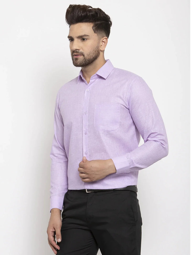 Jainish Purple Men's Dobby Solid Formal Shirts ( SF 762Light-Purple )