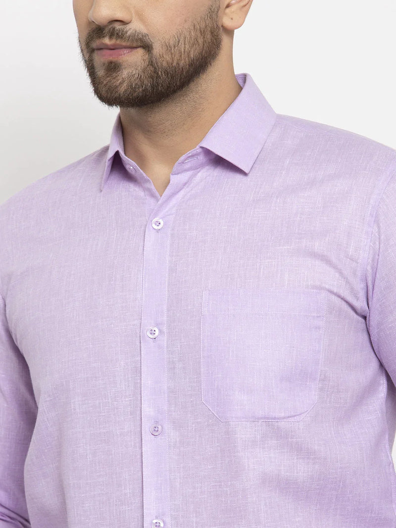 Jainish Purple Men's Dobby Solid Formal Shirts ( SF 762Light-Purple )