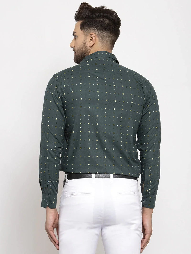 Jainish Green Men's Cotton Printed Formal Shirt's ( SF 766Green )