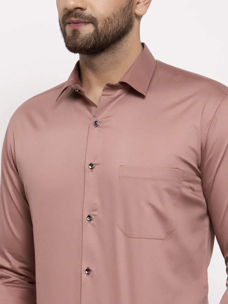 Jainish Brown Men's Cotton Solid Formal Shirt's ( SF 768Brown )