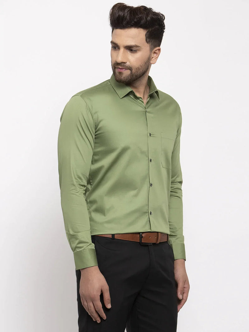 Jainish Olive Men's Cotton Solid Formal Shirt's ( SF 768Olive )