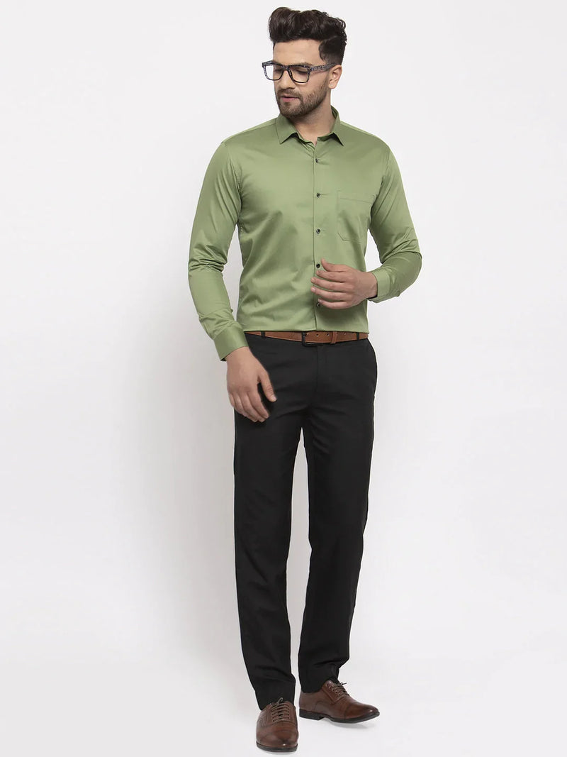 Jainish Olive Men's Cotton Solid Formal Shirt's ( SF 768Olive )