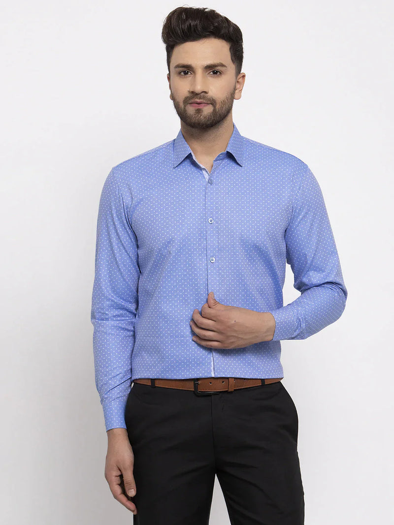 Jainish Blue Men's Cotton Printed Formal Shirt's ( SF 774Blue )