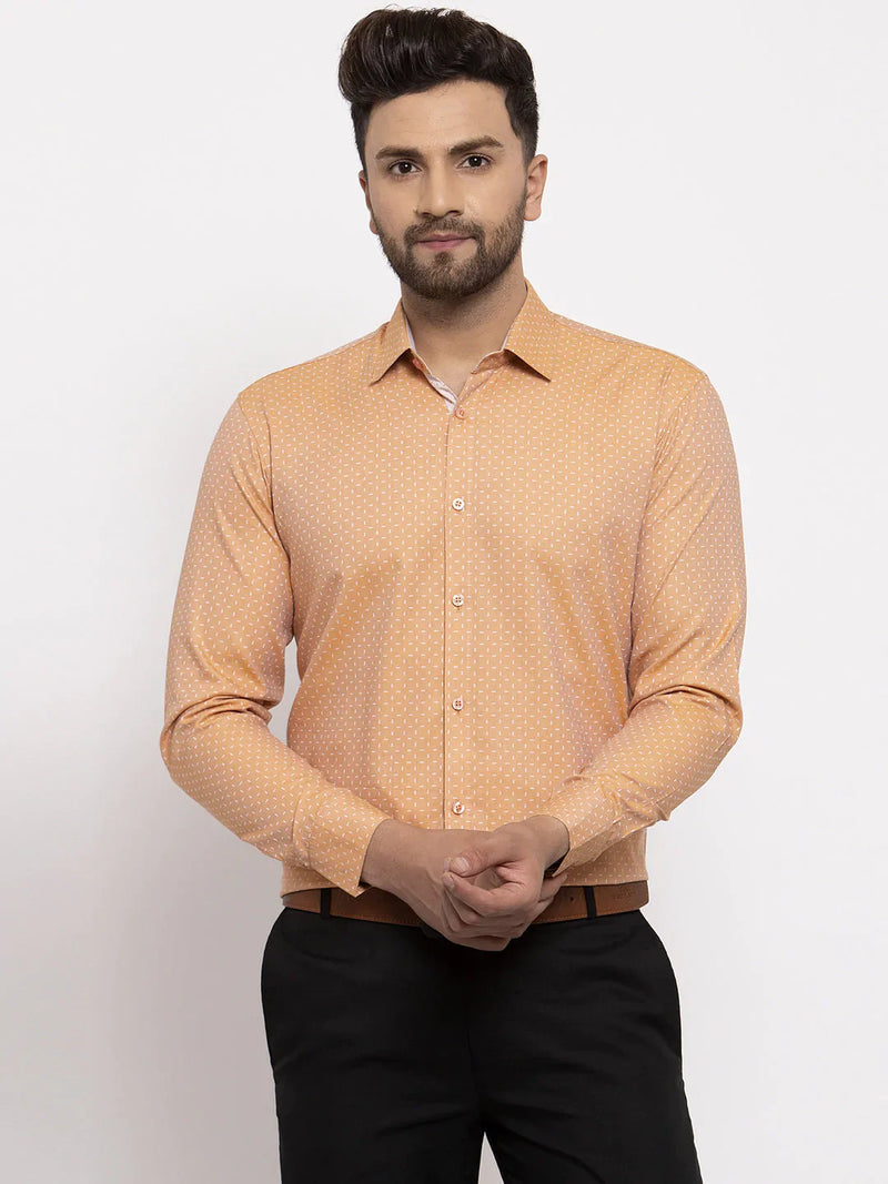 Jainish Brown Men's Cotton Printed Formal Shirt's ( SF 774Rust )