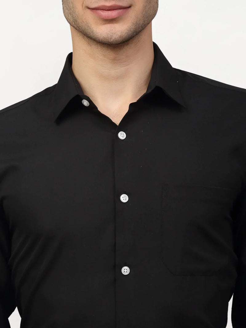 Jainish Black Men's Solid Formal Shirts ( SF 777Black )