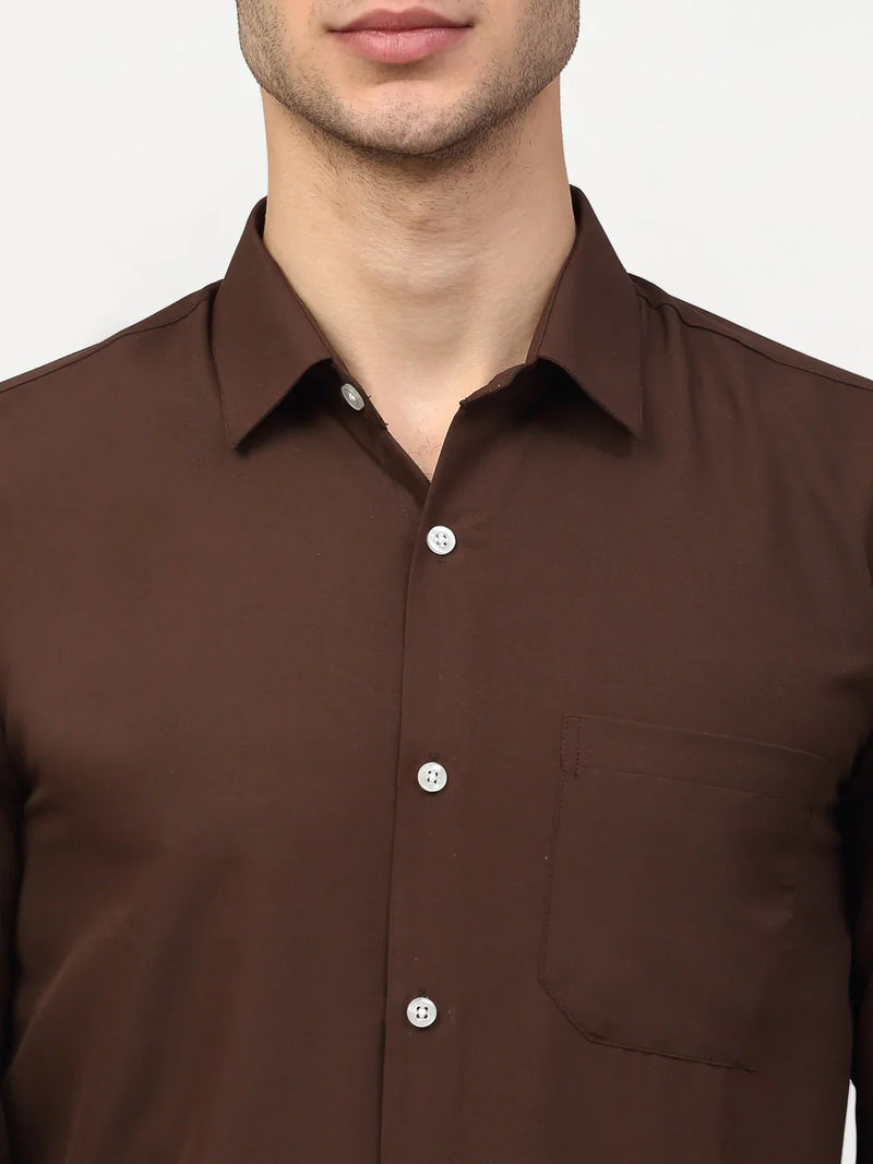 Jainish Brown Men's Solid Formal Shirts ( SF 777Coffee )