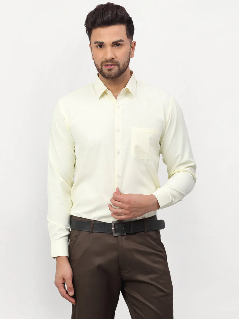 Jainish Yellow Men's Solid Formal Shirts ( SF 777Lemon )