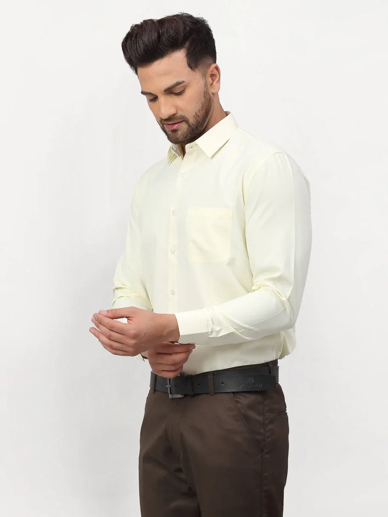 Jainish Yellow Men's Solid Formal Shirts ( SF 777Lemon )