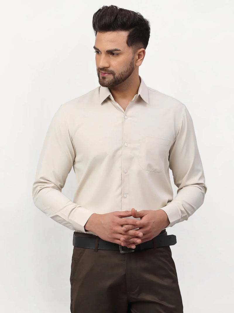 Jainish Beige Men's Solid Formal Shirts ( SF 777Light-Beige )