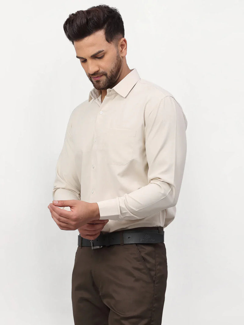 Jainish Beige Men's Solid Formal Shirts ( SF 777Light-Beige )