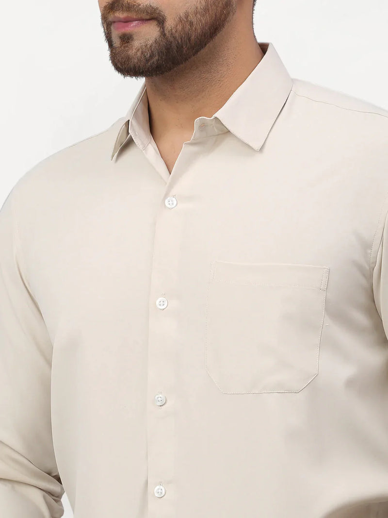 Jainish Beige Men's Solid Formal Shirts ( SF 777Light-Beige )