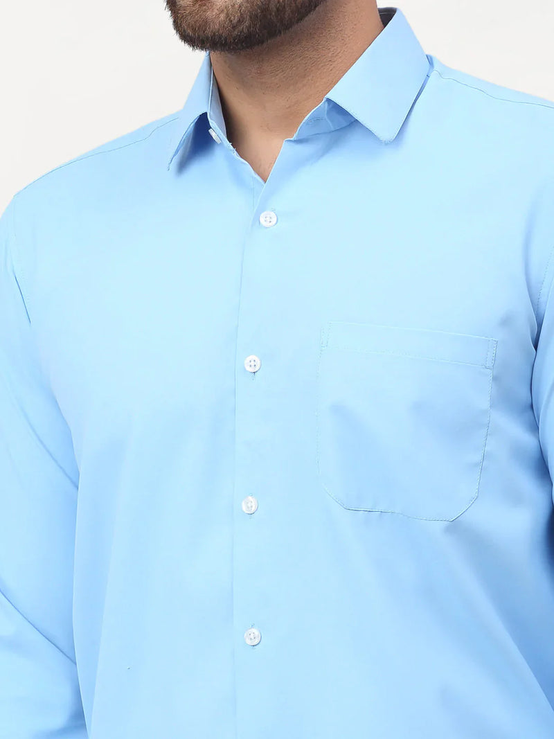 Jainish Blue Men's Solid Formal Shirts ( SF 777Light-Blue )