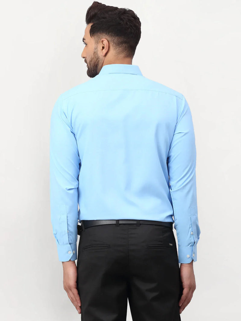 Jainish Blue Men's Solid Formal Shirts ( SF 777Light-Blue )