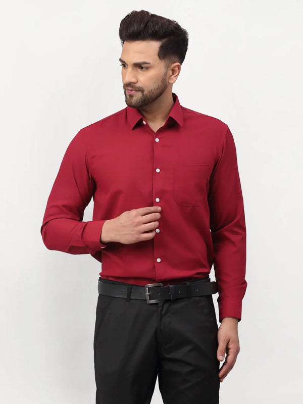 Jainish Maroon Men's Solid Formal Shirts ( SF 777Maroon )