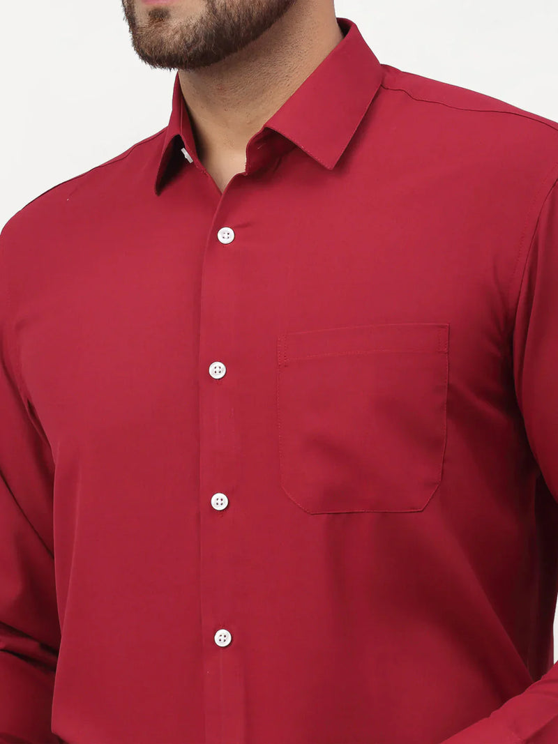 Jainish Maroon Men's Solid Formal Shirts ( SF 777Maroon )