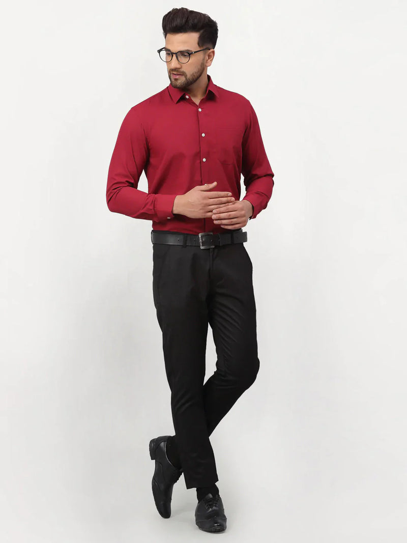 Jainish Maroon Men's Solid Formal Shirts ( SF 777Maroon )