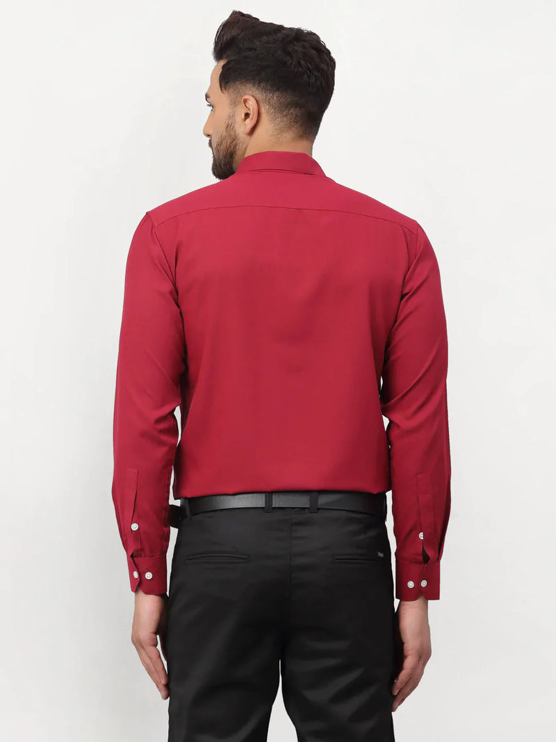 Jainish Maroon Men's Solid Formal Shirts ( SF 777Maroon )