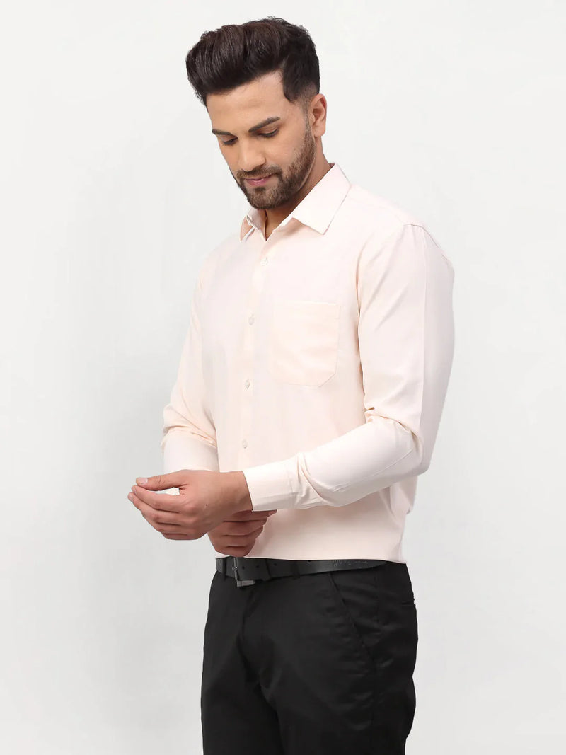 Jainish Peach Men's Solid Formal Shirts ( SF 777Peach )