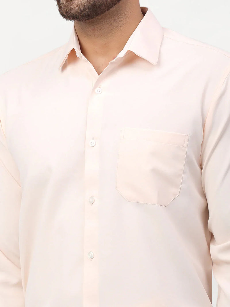 Jainish Peach Men's Solid Formal Shirts ( SF 777Peach )