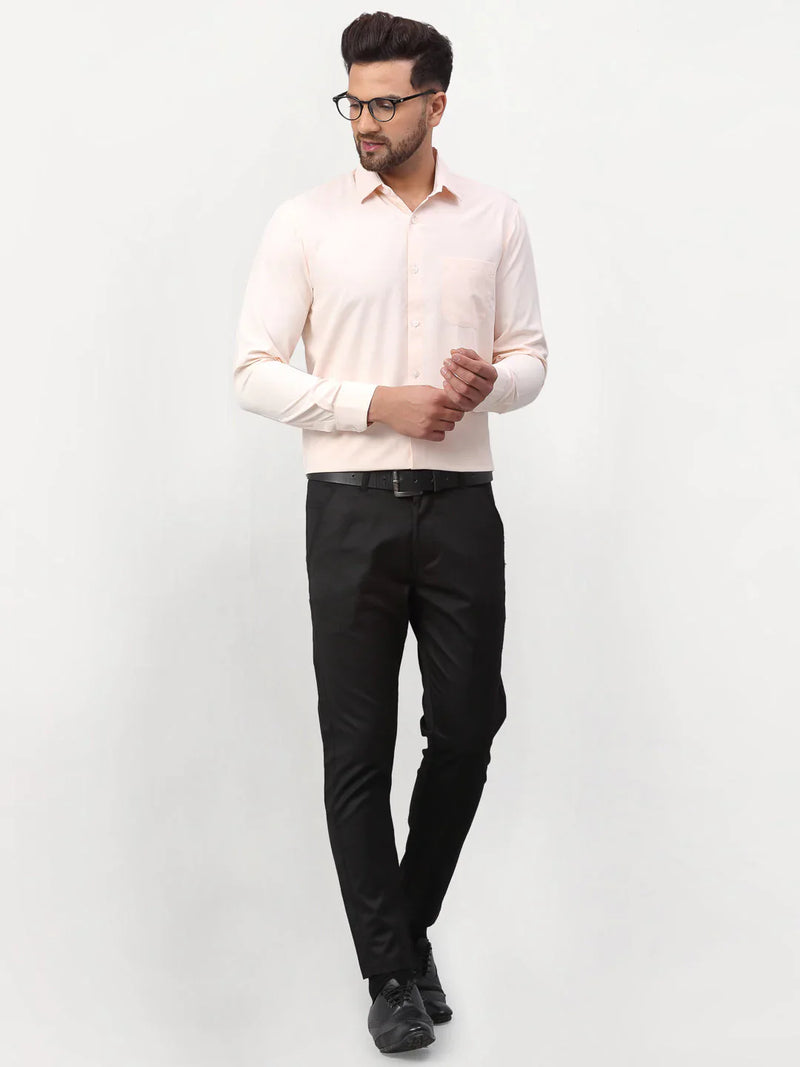 Jainish Peach Men's Solid Formal Shirts ( SF 777Peach )