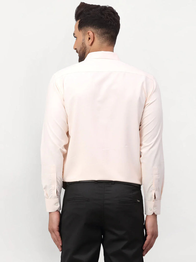 Jainish Peach Men's Solid Formal Shirts ( SF 777Peach )