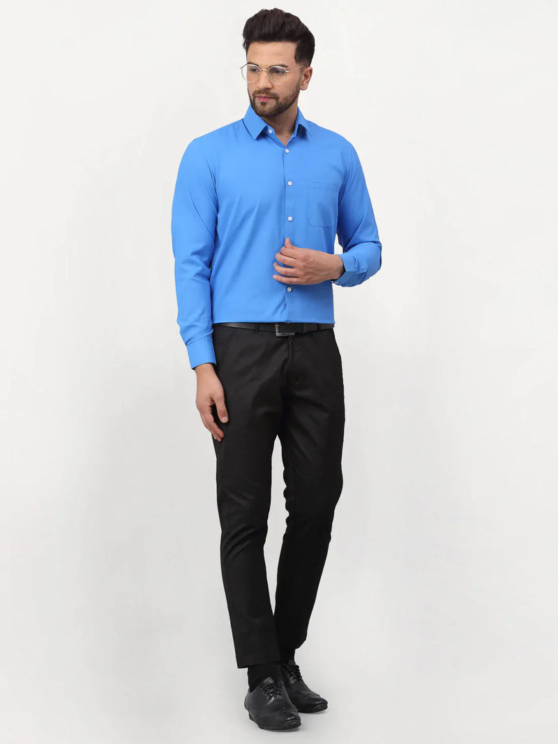 Jainish Blue Men's Solid Formal Shirts ( SF 777Sky )