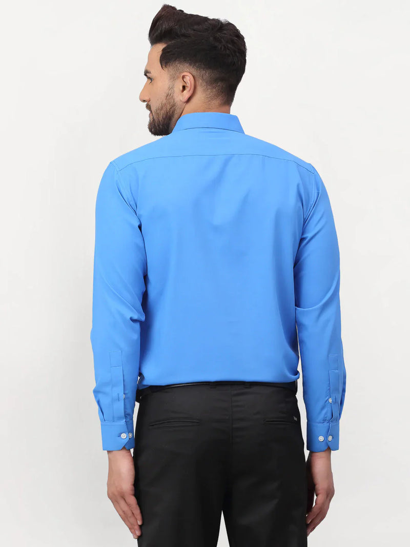 Jainish Blue Men's Solid Formal Shirts ( SF 777Sky )