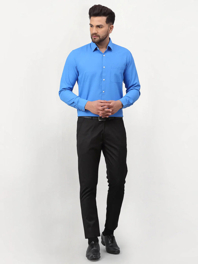 Jainish Blue Men's Solid Formal Shirts ( SF 777Sky )