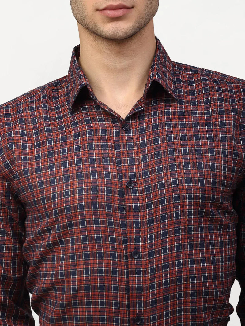 Jainish Maroon Men's Checked Formal Shirts ( SF 780Maroon )