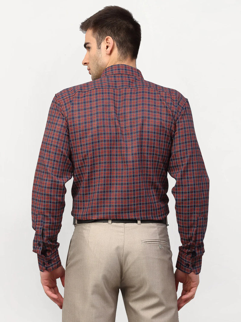 Jainish Maroon Men's Checked Formal Shirts ( SF 780Maroon )